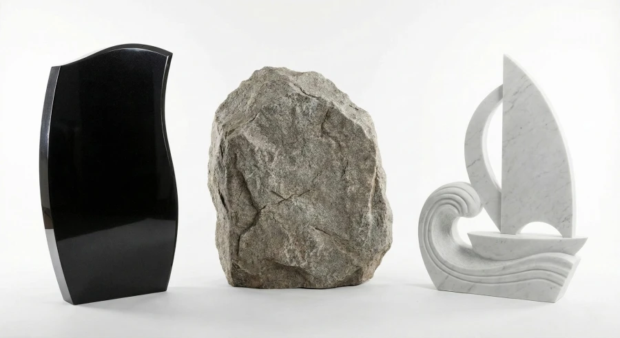 tri-pamyatnika-chernyj-granit-valun-belyj-mramor-parus-belyj-fon