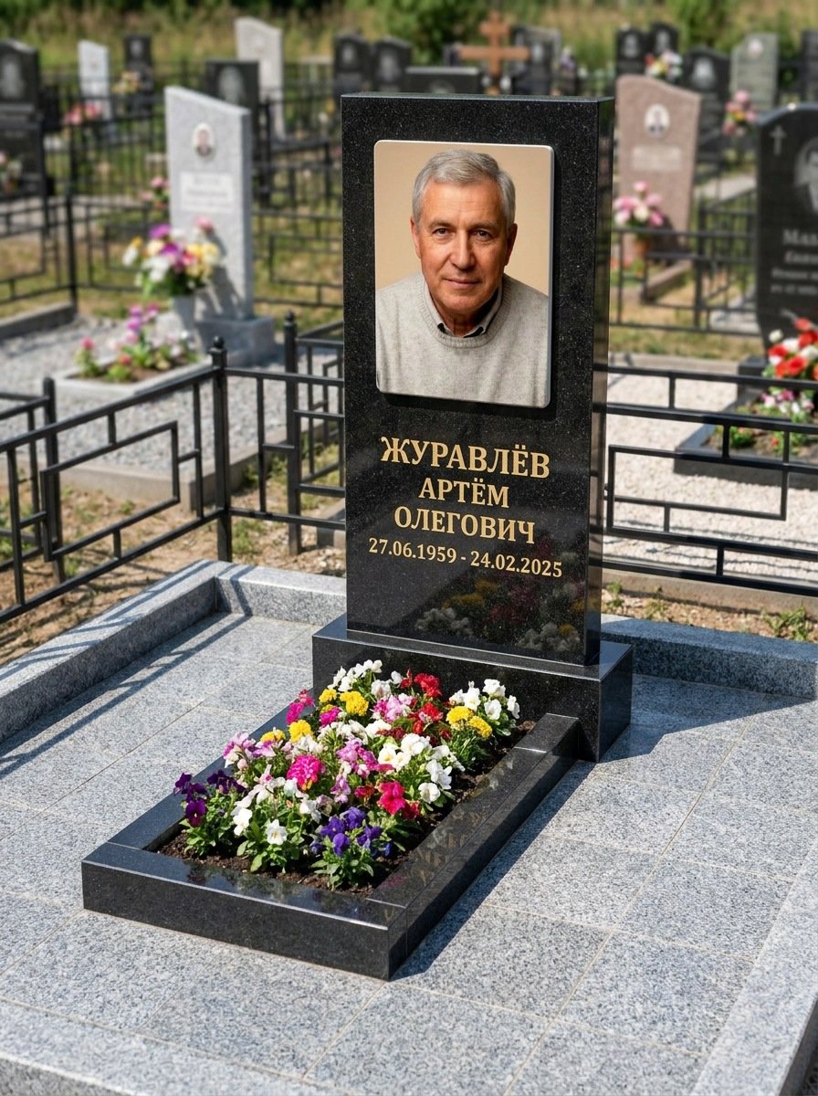 Портрет на памятнике в Новосибирске — Выцветшее фото восстановили — керамогранит 180×240 мм